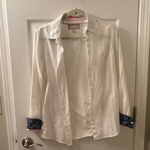 Banana Republic White Blouse with Blue Accents